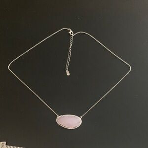 Chic Silver, CZ and Pink Quartz Necklace